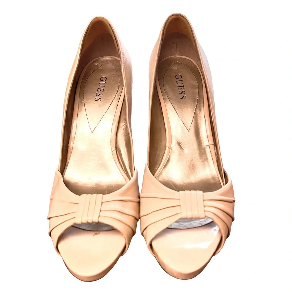 Guess I Tan Platform Peep‎ Toe Heels